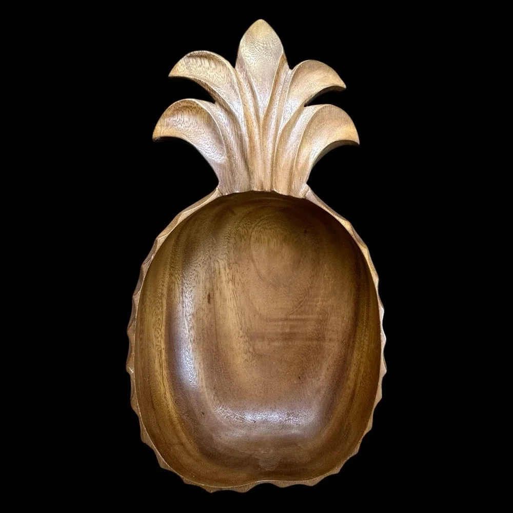 Pineapple Shape Salad‎ Bowl Serving Set With Spoons Bowls Monkey Pod Wood 11 Pc